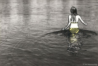 Girl Wading in River