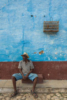Man Against Wall Waiting